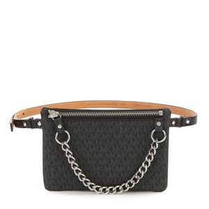 Michael Kors Black Belt Bag with Silver Chain